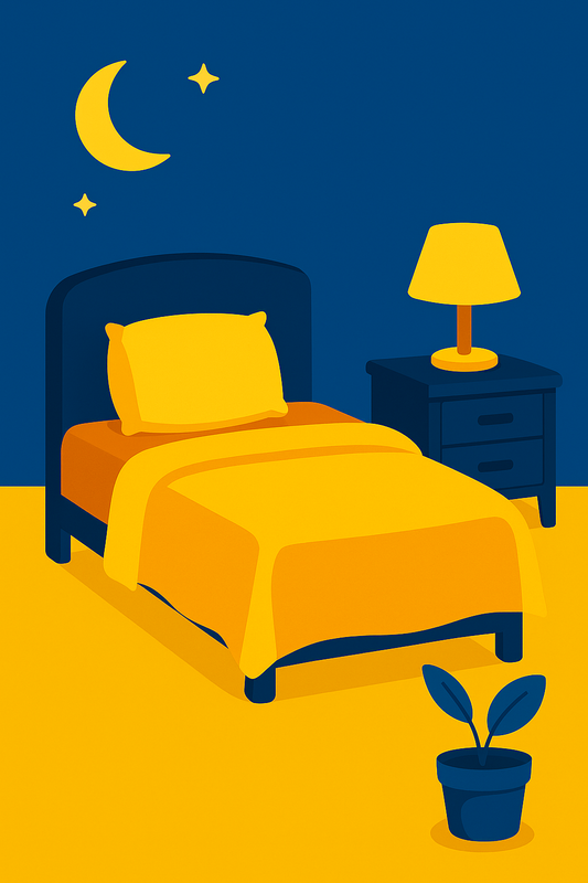 Illustration of a peaceful bedroom environment promoting healthy sleep habits.