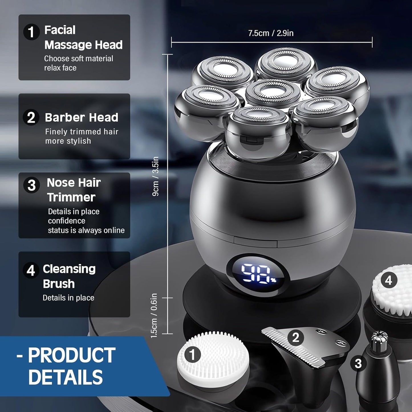 DryShave™ Pro – 6D Floating Razor (5-in-1 Grooming Kit)