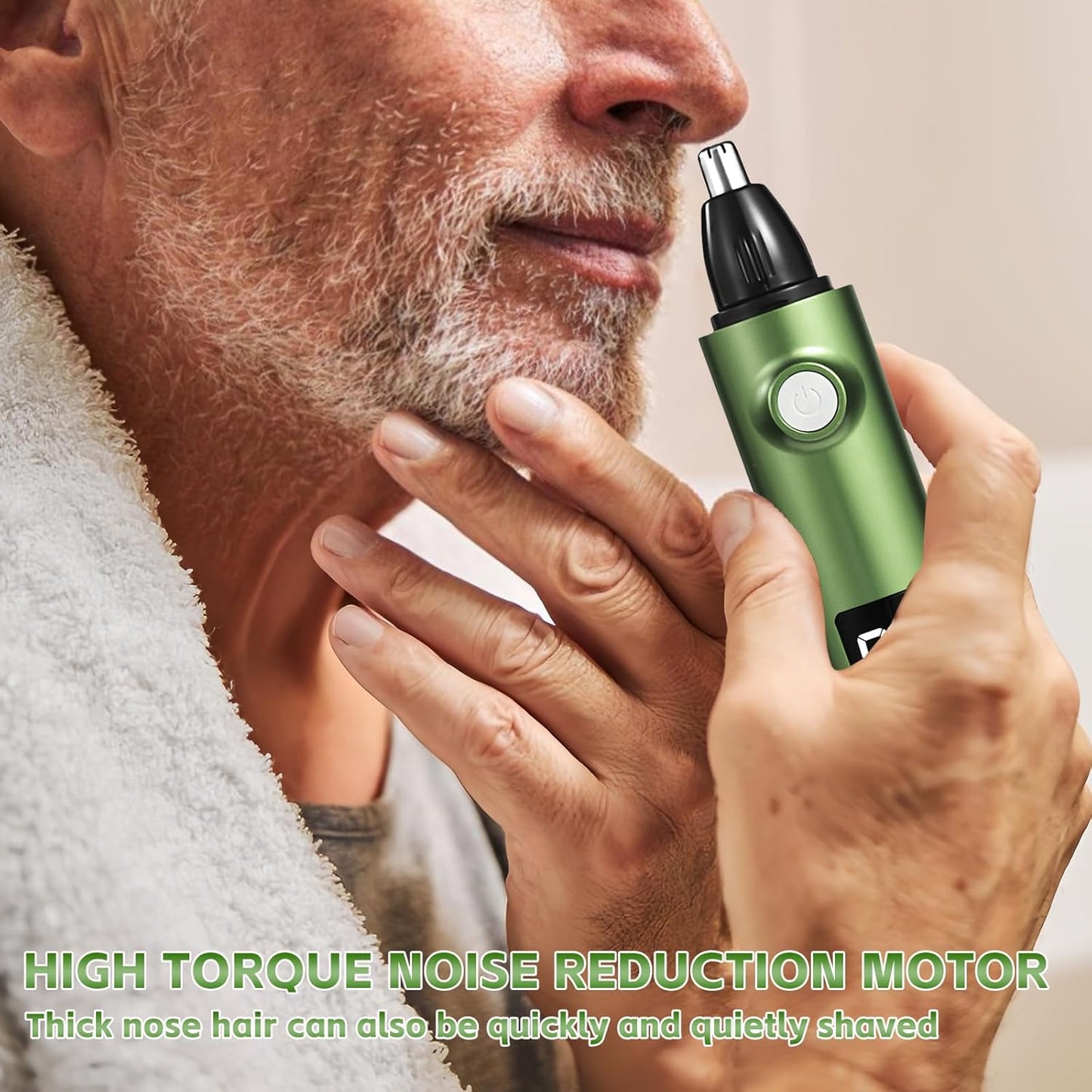 PowerTrim™ – 3‑in‑1 Beard, Nose & Body Hair Trimmer with LED Display & Waterproof Design (Green Edition)