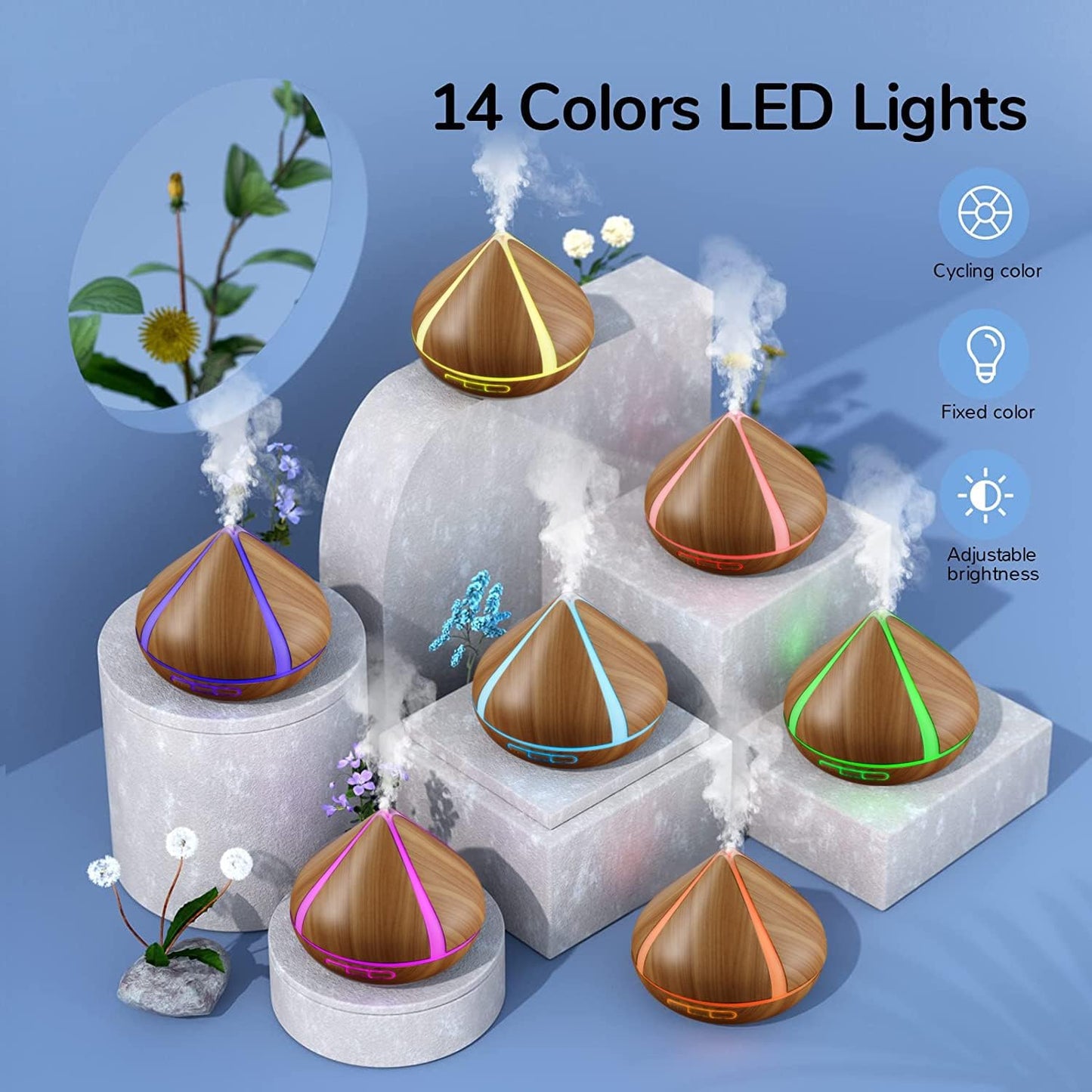 AromaSet™ 500ml Diffusor für ätherische Öle mit 8 Ölen - LED-Licht, Fernbedienung & Timer-Steuerung