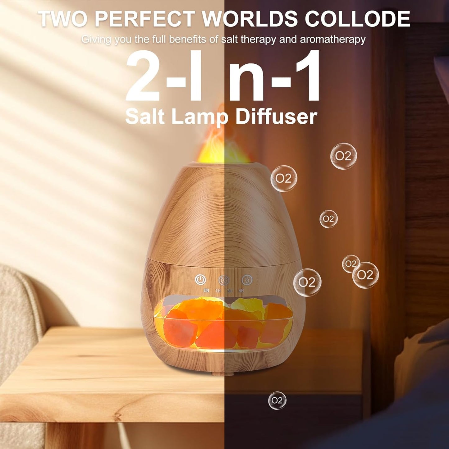 VolcanoGlow™ Premium 2-in-1 Himalayan Salt Aroma Diffuser – Flame Effect & Silent Humidifier (200ml)