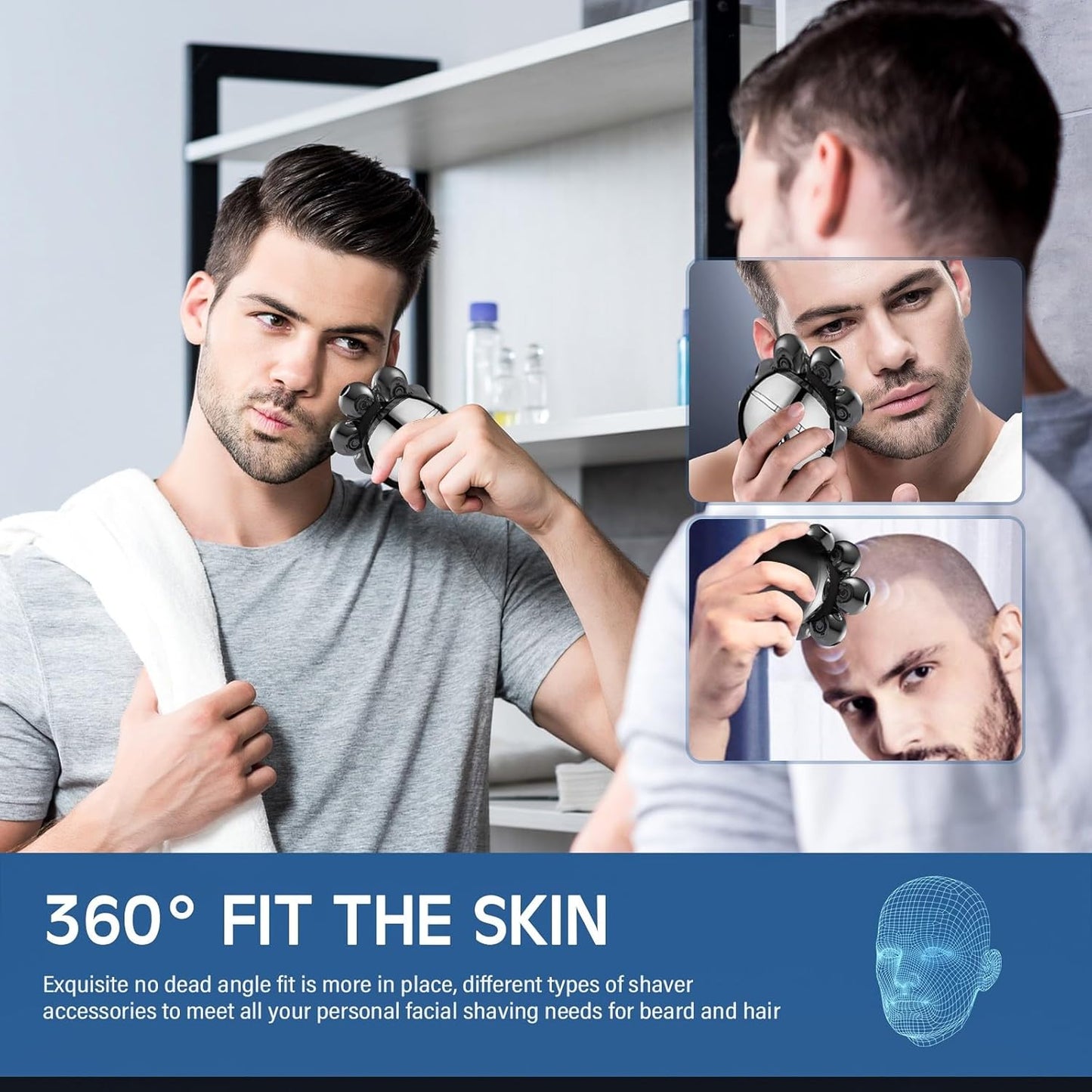 DryShave™ Pro – 6D Floating Razor (5-in-1 Grooming Kit)