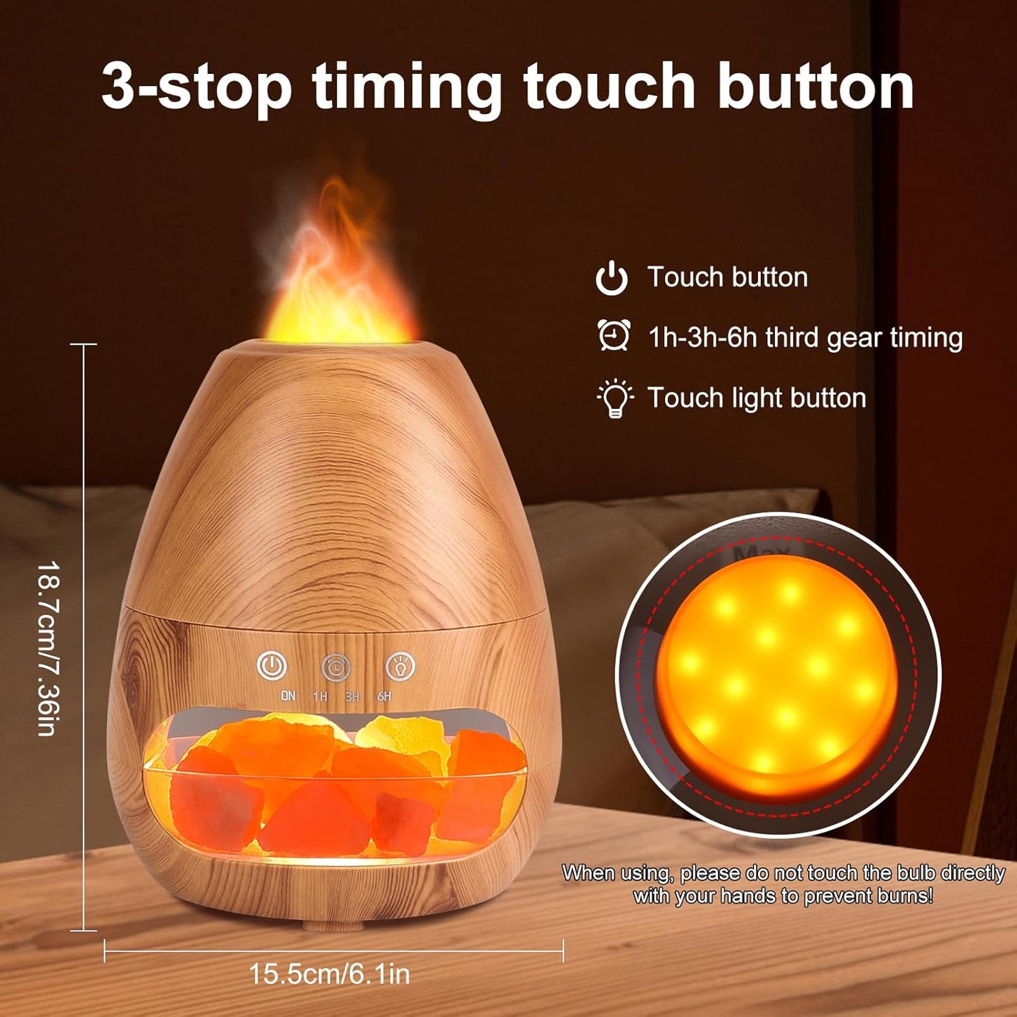 VolcanoGlow™ Premium 2-in-1 Himalayan Salt Aroma Diffuser – Flame Effect & Silent Humidifier (200ml)