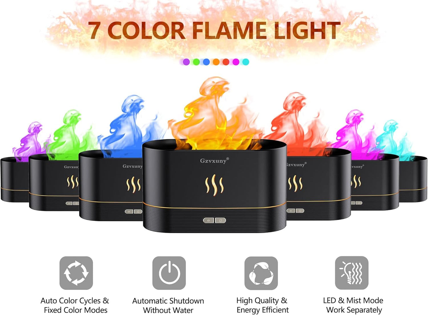 FlameMist™ – LED Fire Effect Aroma Diffuser (7 Colors, Auto-Off)