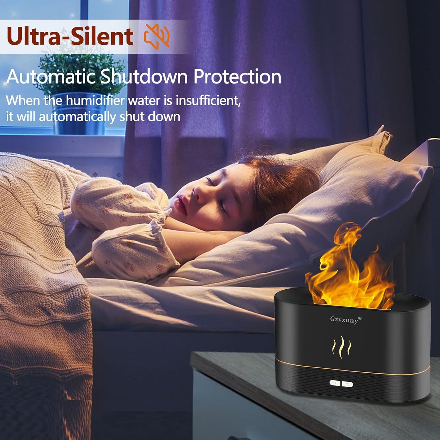 FlameMist™ – LED Fire Effect Aroma Diffuser (7 Colors, Auto-Off)