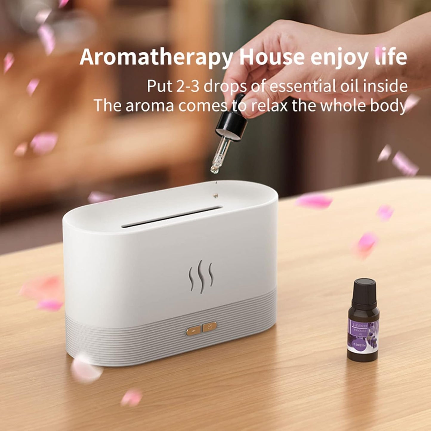 FlameMist™ – LED Fire Effect Aroma Diffuser (7 Colors, Auto-Off)
