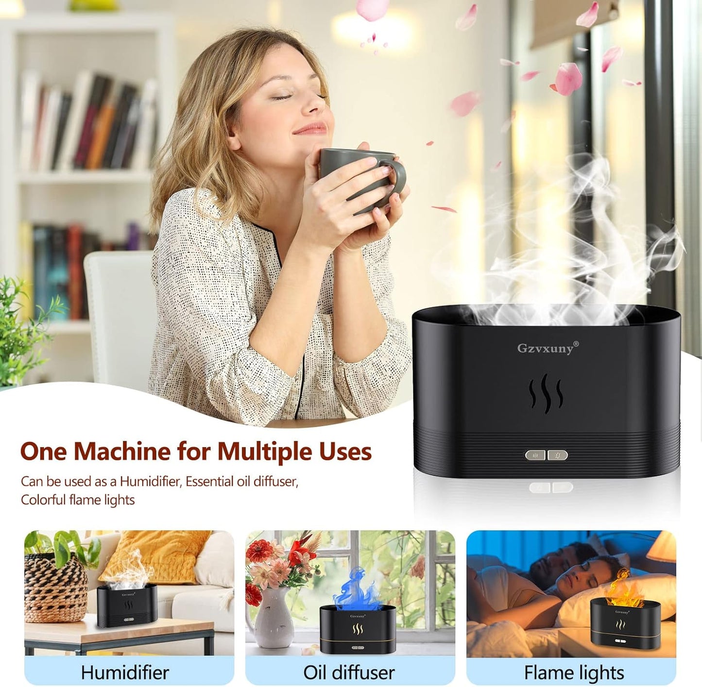 FlameMist™ – LED Fire Effect Aroma Diffuser (7 Colors, Auto-Off)