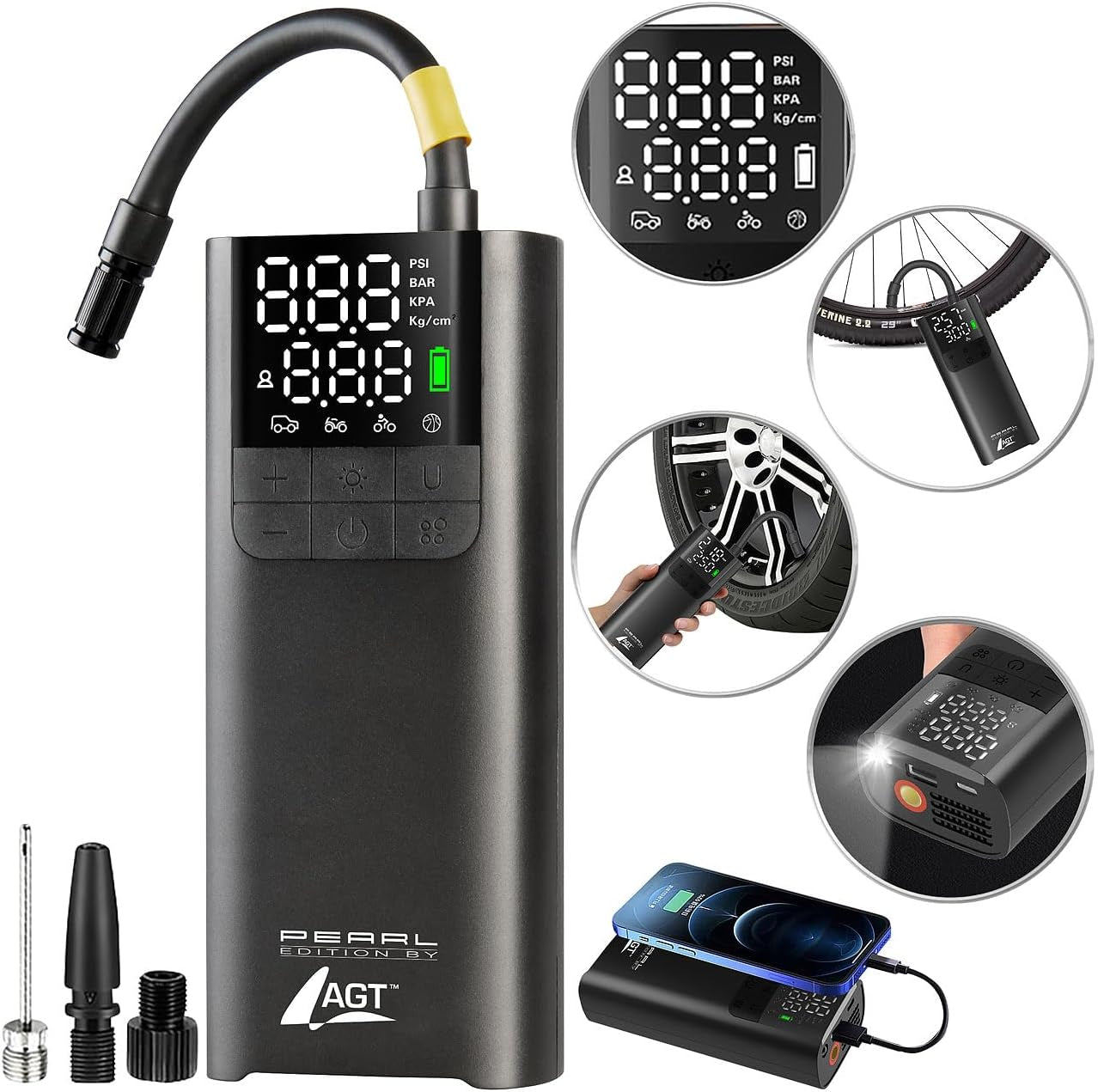 AirCharge™ - Smart 150PSI Portable Air Compressor & Power Bank (LED Display, USB-C)