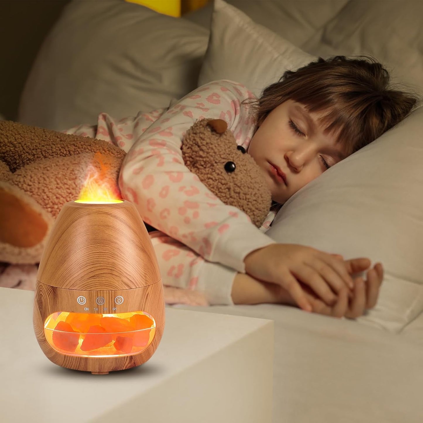 VolcanoGlow™ Premium 2-in-1 Himalayan Salt Aroma Diffuser – Flame Effect & Silent Humidifier (200ml)