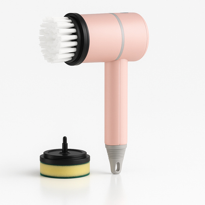 PowerScrub electric brush with sponge and bristle head attachment