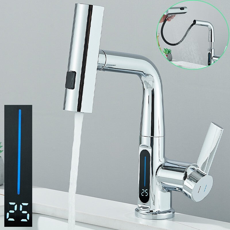 SmartLED™ - Moderne ausziehbare Badarmatur mit Wasserfall