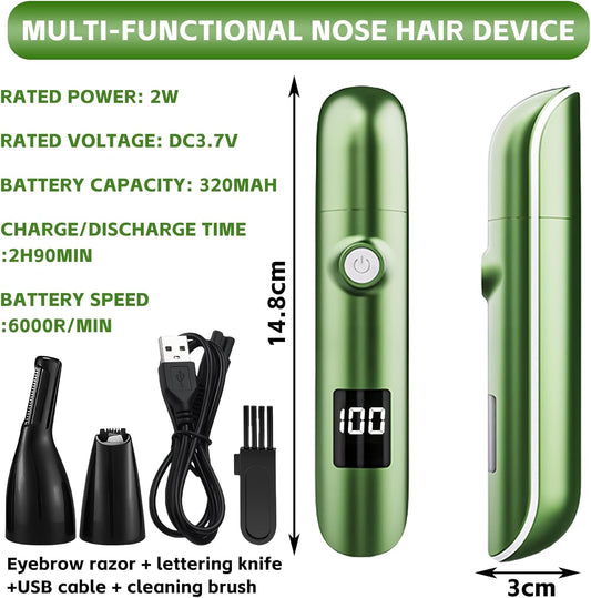 PowerTrim™ – 3‑in‑1 Beard, Nose & Body Hair Trimmer with LED Display & Waterproof Design (Green Edition)