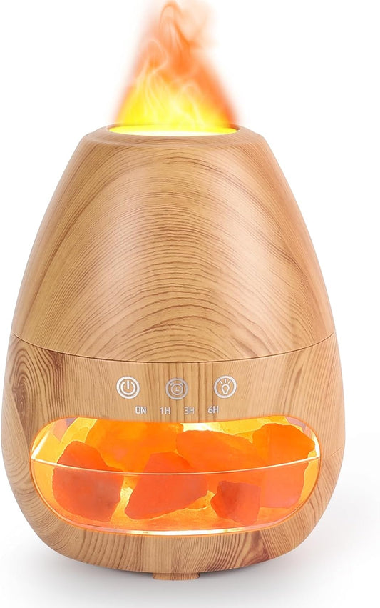 VolcanoGlow™ Premium 2-in-1 Himalayan Salt Aroma Diffuser – Flame Effect & Silent Humidifier (200ml)