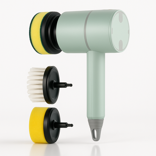 PowerScrub electric brush with three interchangeable cleaning heads