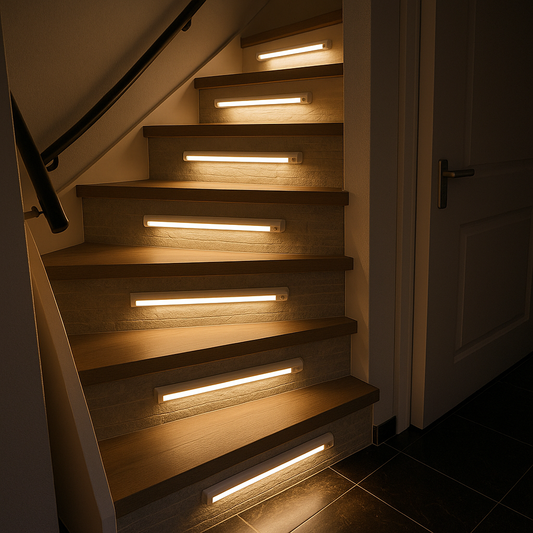 Energy-efficient LED light equipped with advanced motion sensor technology for automatic illumination and security.