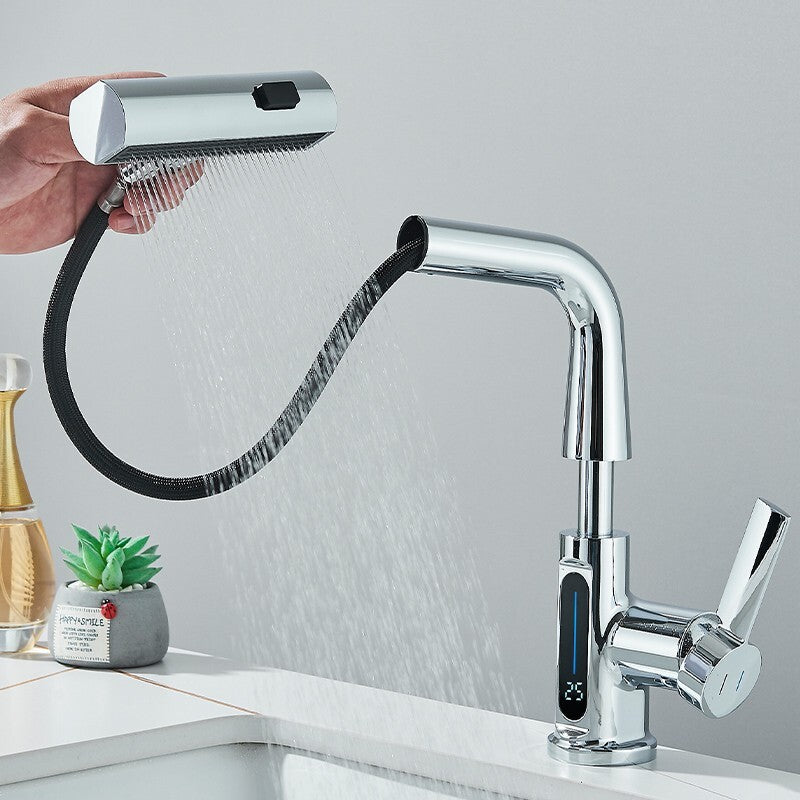 SmartLED™ - Moderne ausziehbare Badarmatur mit Wasserfall