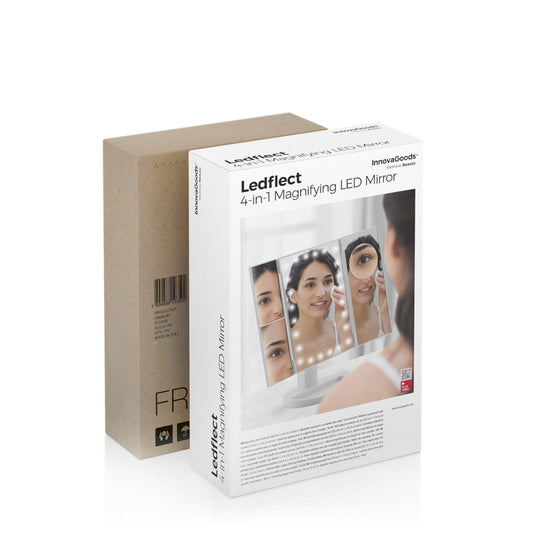 Ledflect™ – 4-in-1 LED Magnifying Mirror with Suction Base