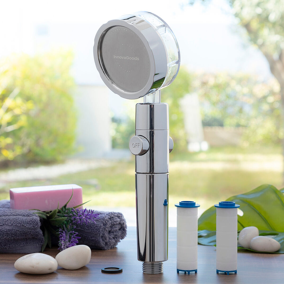 SlimJet™ – High-Pressure Shower Head with Stop Button