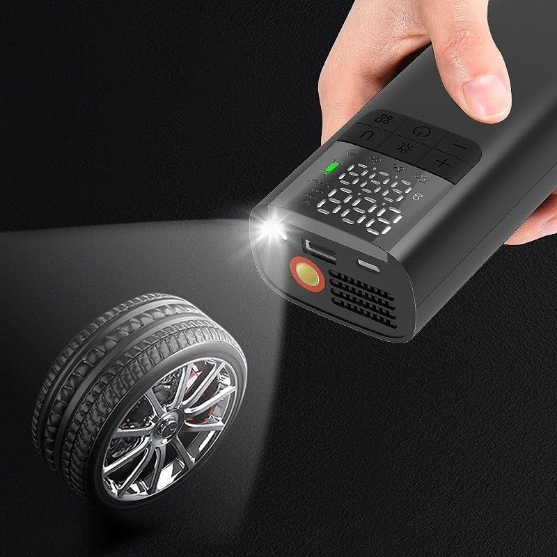 AirCharge™ - Smart 150PSI Portable Air Compressor & Power Bank (LED Display, USB-C)