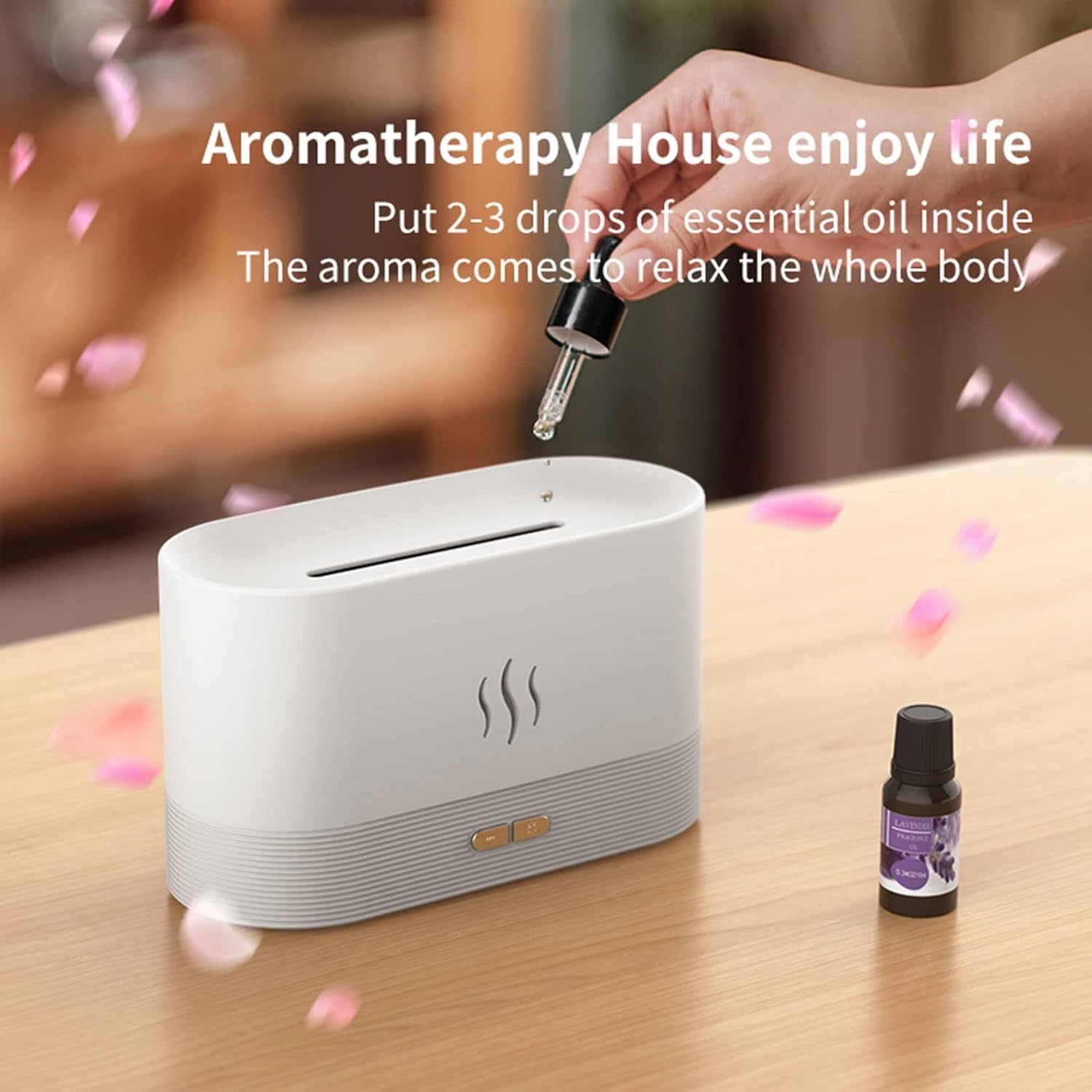 FlameMist™ – LED Fire Effect Aroma Diffuser (7 Colors, Auto-Off)