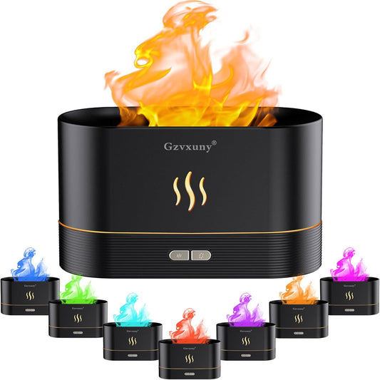 FlameMist™ – LED Fire Effect Aroma Diffuser (7 Colors, Auto-Off)