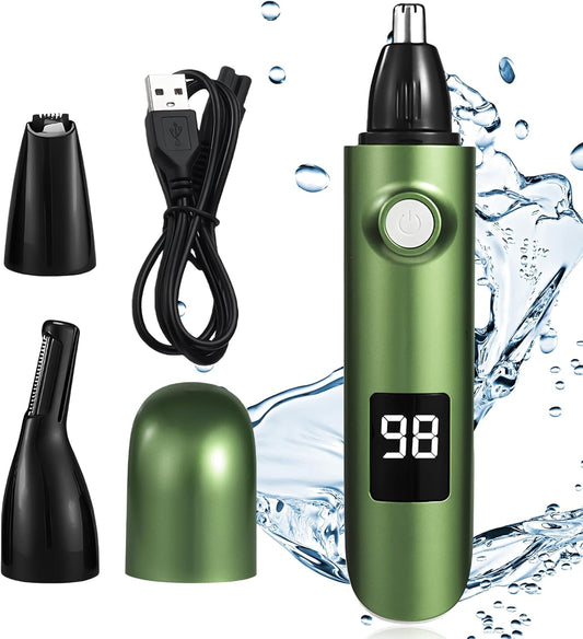 PowerTrim™ – 3‑in‑1 Beard, Nose & Body Hair Trimmer with LED Display & Waterproof Design (Green Edition)