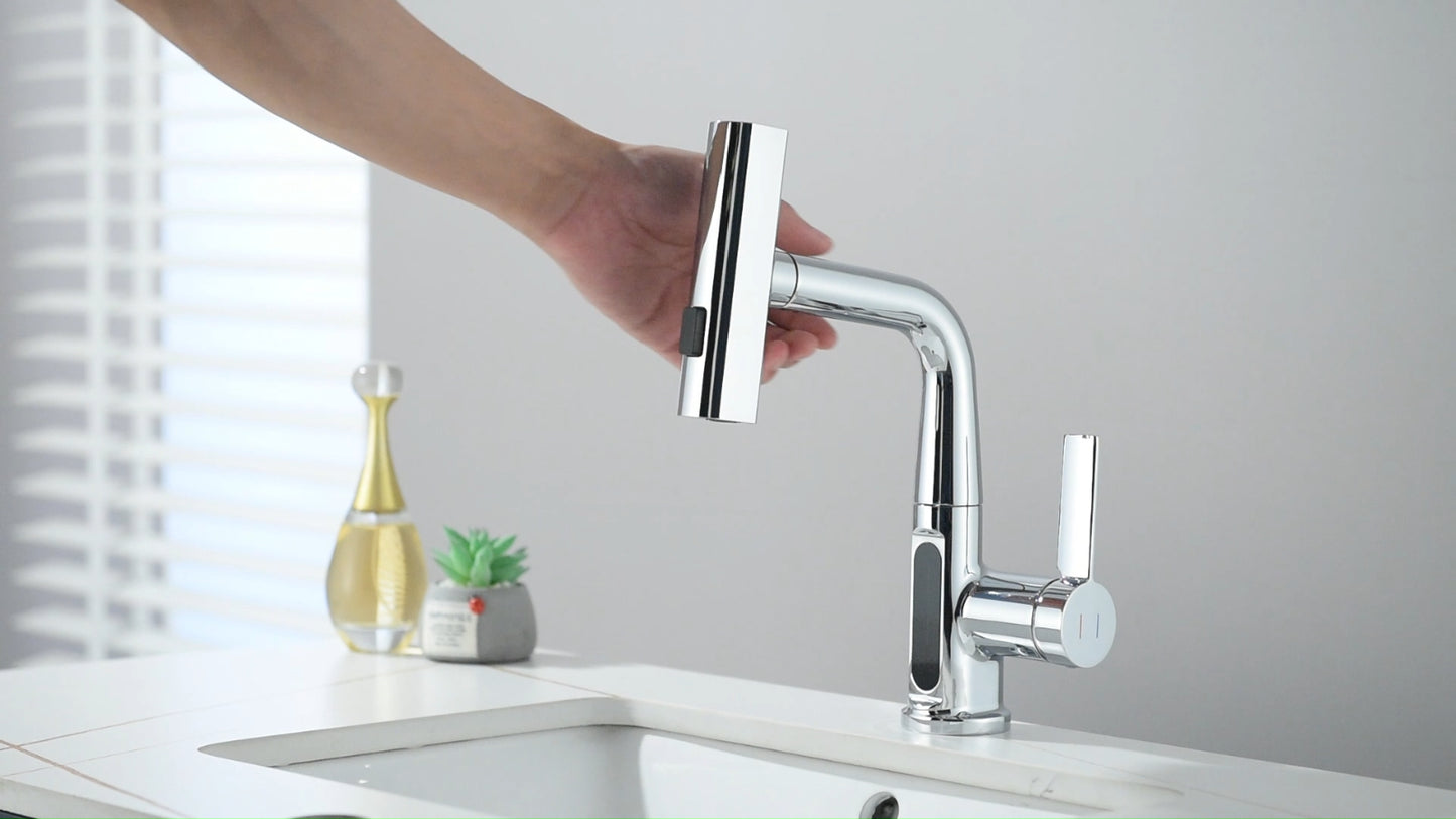 SmartLED™ - Moderne ausziehbare Badarmatur mit Wasserfall