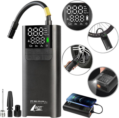 AirCharge™ - Smart 150PSI Portable Air Compressor & Power Bank (LED Display, USB-C)