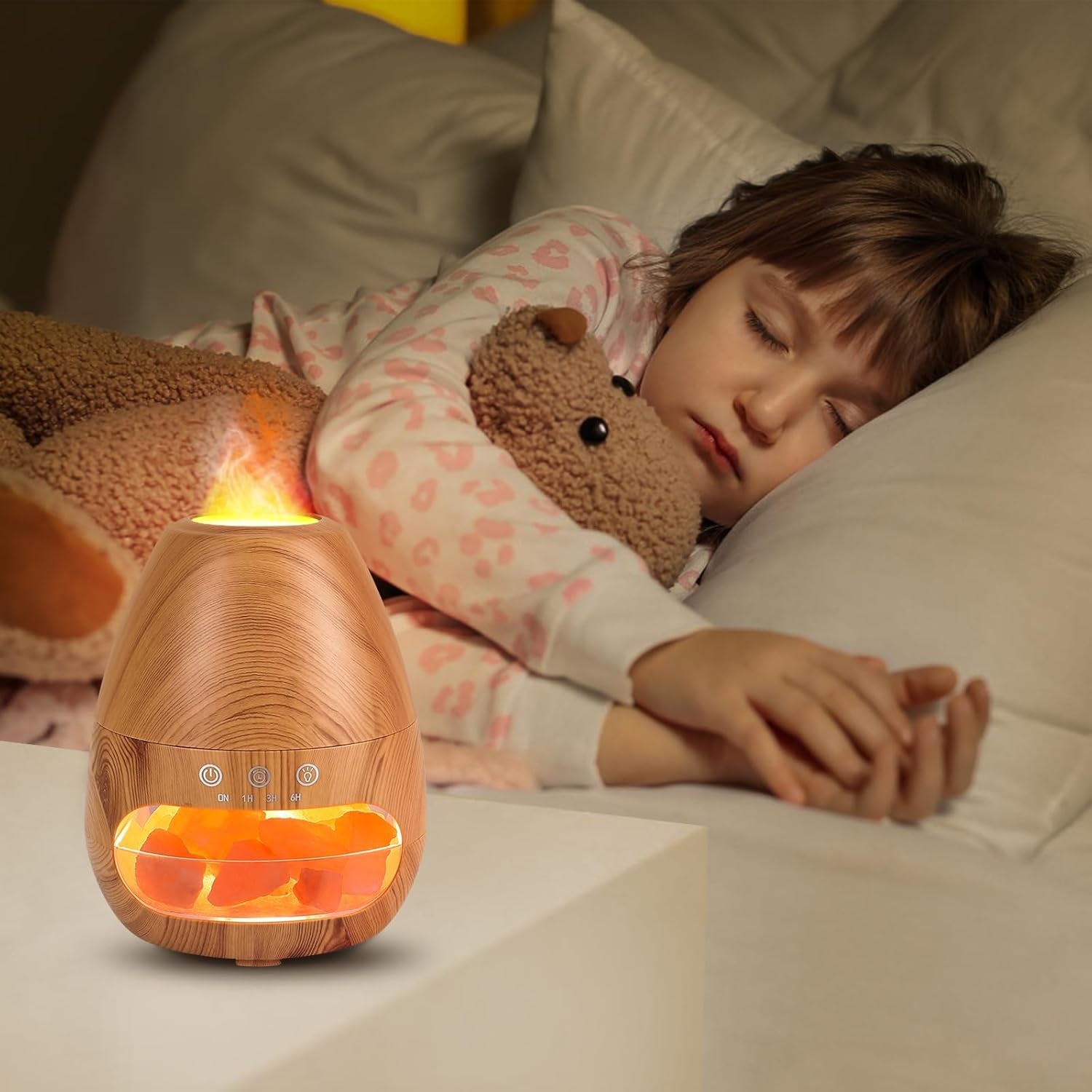 VolcanoGlow™ Premium 2-in-1 Himalayan Salt Aroma Diffuser – Flame Effect & Silent Humidifier (200ml)