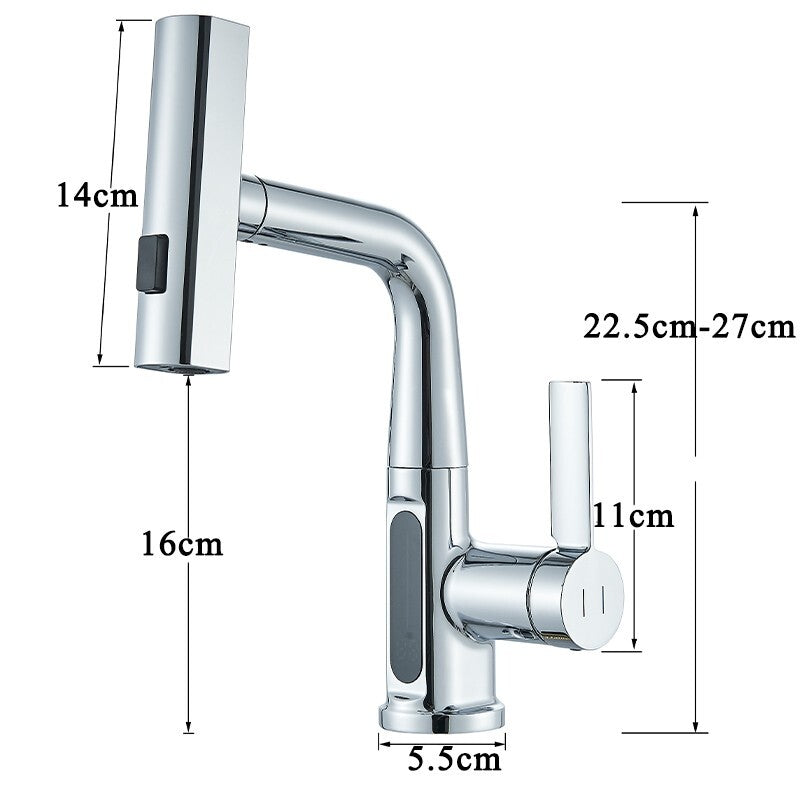 SmartLED™ - Moderne ausziehbare Badarmatur mit Wasserfall