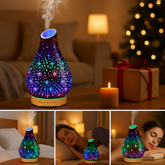 Moderner Aroma Diffuser mit LED Beleuchtung für ein entspannendes Raumambiente und Aromatherapie