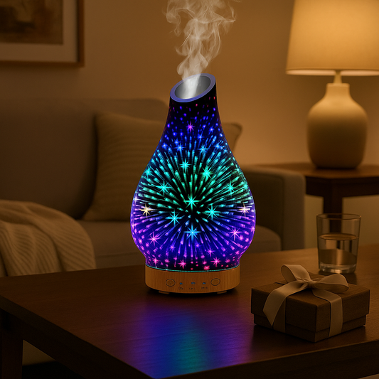 Moderner Aroma Diffuser mit LED Beleuchtung für ein entspannendes Raumambiente und Aromatherapie